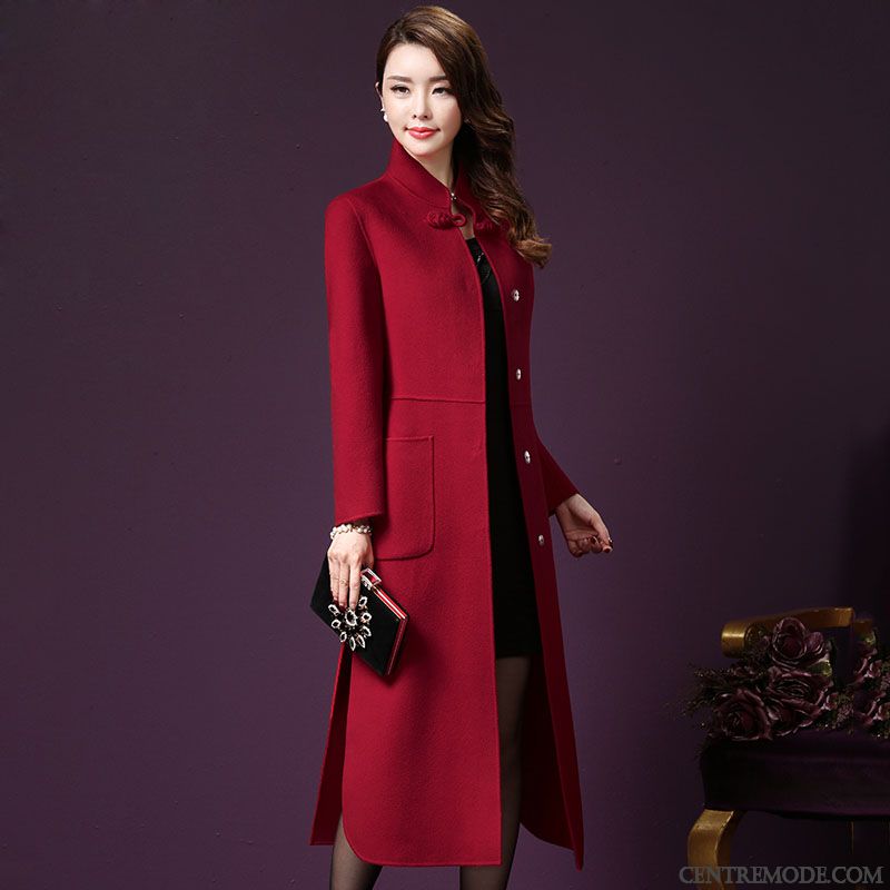 Manteaux Femme Manteau En Laine Grande Taille Manuel Parka Hiver Épaissir Rouge