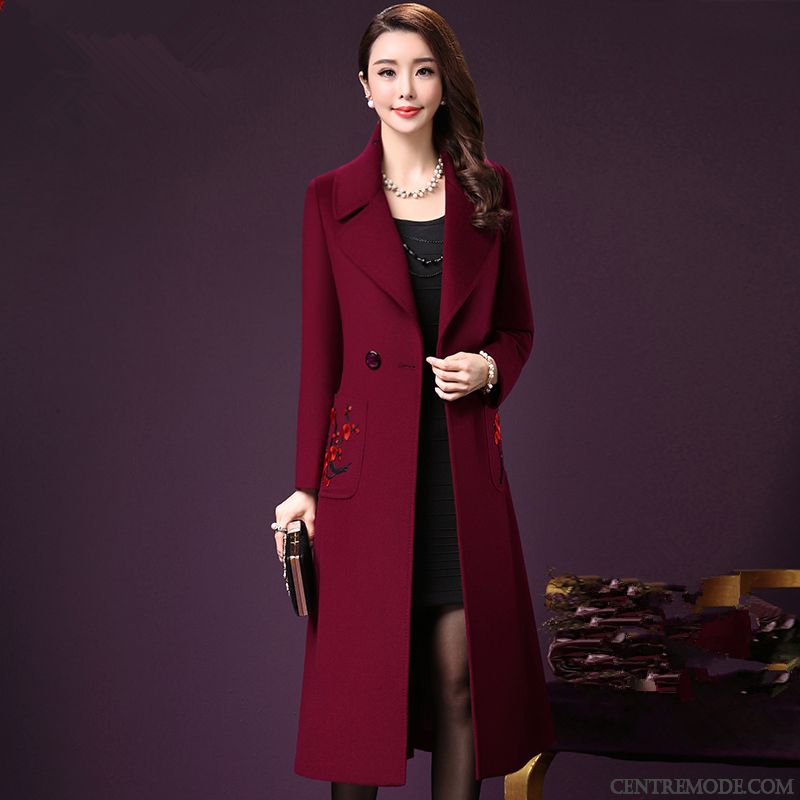 Manteaux Femme Manteau En Laine Grande Taille Manuel Parka Hiver Épaissir Rouge