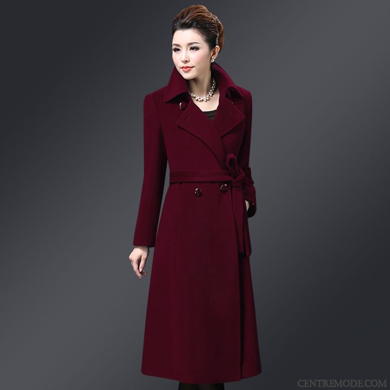 Manteaux Femme Manteau En Laine Grande Taille Manuel Parka Hiver Épaissir Rouge