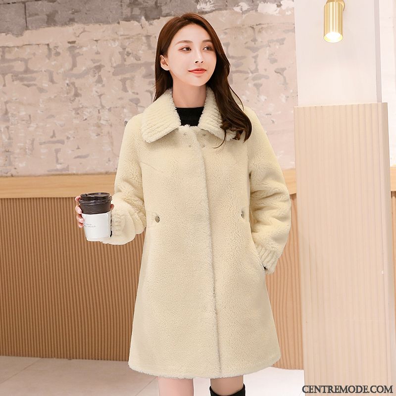 Manteaux Femme Mode Personnalité Manteau En Laine Chauds Mince Baggy Vert Foncé Pure