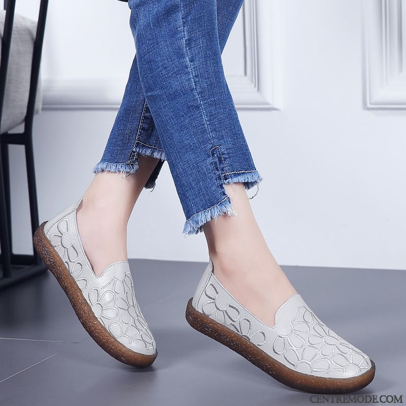 Mocassin A Talon Pas Cher Seagreen Bleu Cobalt, Mocassin En Cuir Femme