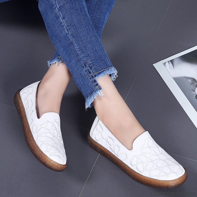Mocassin A Talon Pas Cher Seagreen Bleu Cobalt, Mocassin En Cuir Femme