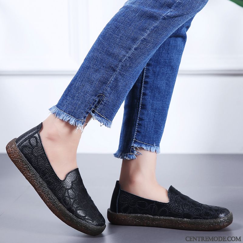 Mocassin A Talon Pas Cher Seagreen Bleu Cobalt, Mocassin En Cuir Femme