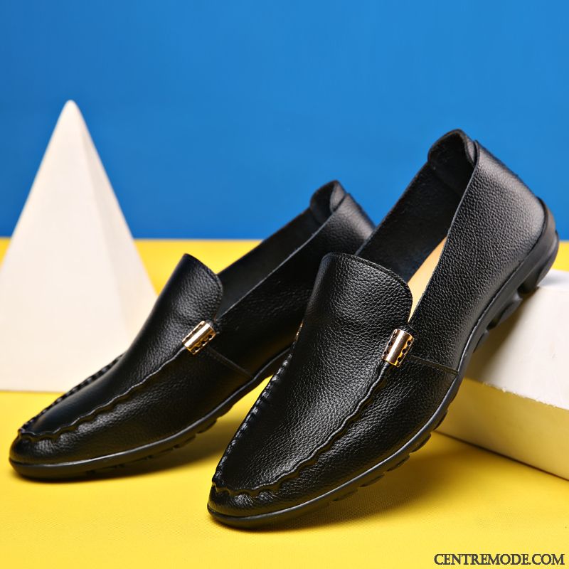 Mocassin Blanc Homme, Mocassin Confort Homme Noir Crème