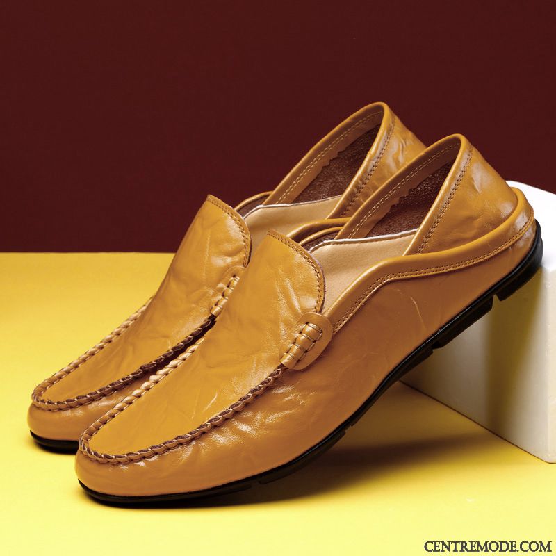 Mocassin Blanc Homme, Mocassin Confort Homme Noir Crème