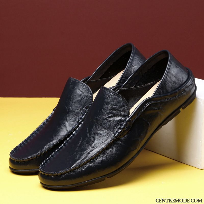 Mocassin Blanc Homme, Mocassin Confort Homme Noir Crème