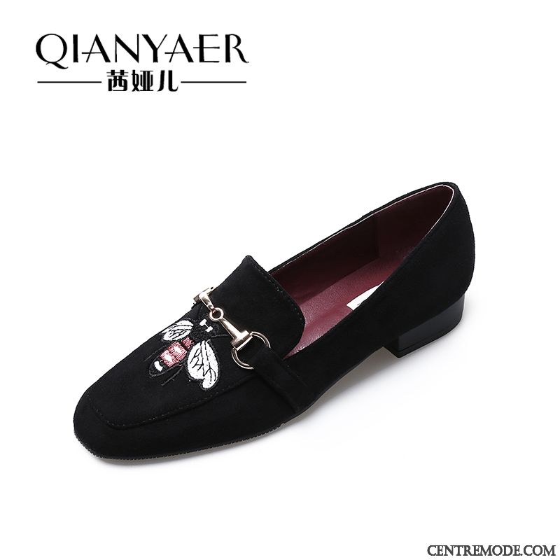 Mocassin Classique Femme, Mocassin Femme Daim Noir Pérou Neige