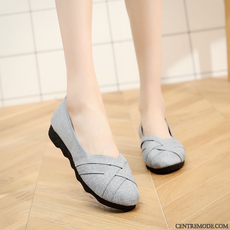 Mocassin Compensé Femme, Mocassin Femme Talon Haut Sandybrown Bleu Ciel