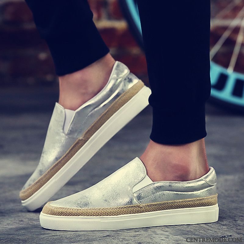 Mocassin Croco Homme Gris Fumé Blanc D'huître, Mocassin Talon Homme Pas Cher Soldes