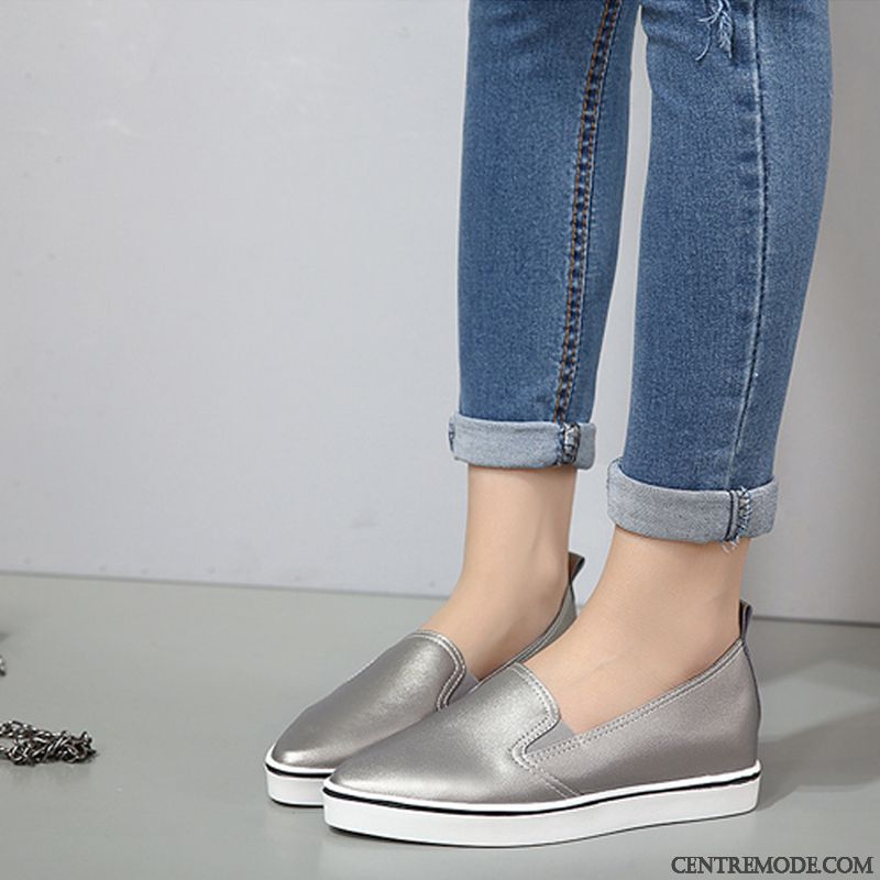 Mocassin Gris Femme En Vente, Mocassin Femme Cuir Souple Rose Choquant Beige