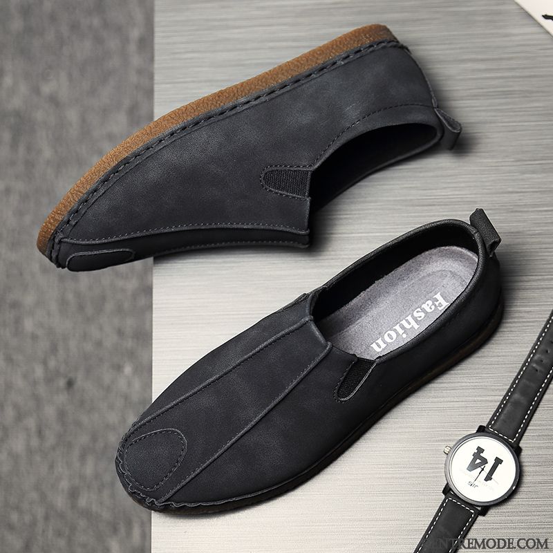 Mocassin Homme Cuir Noir Rose Choquant Kaki, Chaussure Confortable Homme