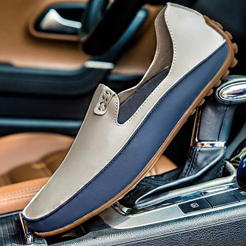 Mocassin Homme Cuir Souple Bleu Aigue-marine Saphir, Soldes Mocassins Homme Pas Cher