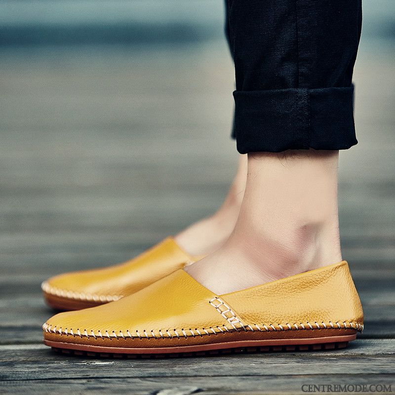 Mocassin Homme Cuir Souple Bleu Aigue-marine Saphir, Soldes Mocassins Homme Pas Cher
