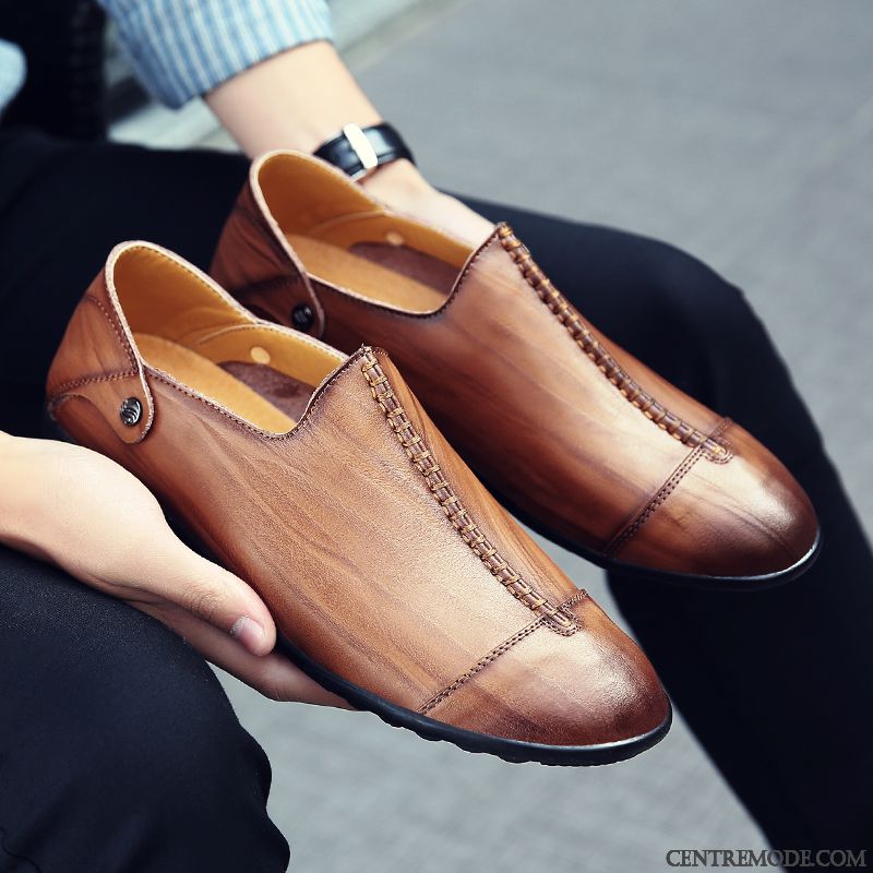 Mocassin Homme Grande Marque, Chaussure Homme Nubuck Blanc Bronzage