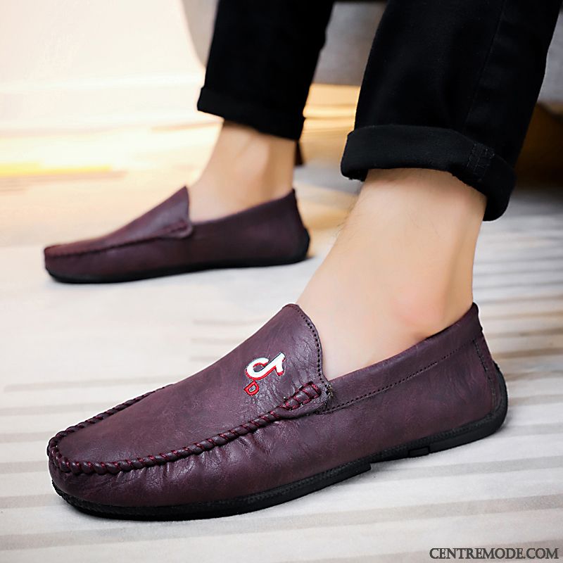 Mocassin Homme Nubuck Gris Vert, Mocassin Homme Cuir Noir Soldes