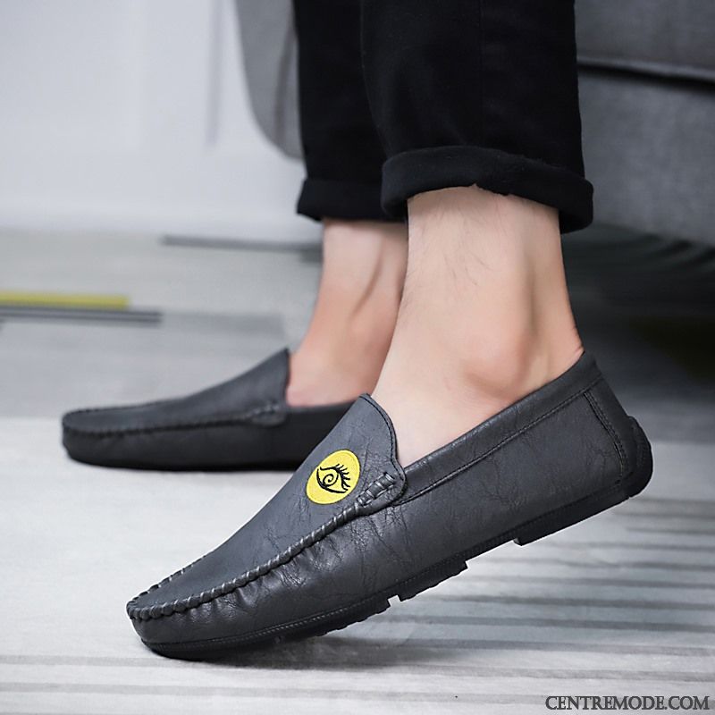 Mocassin Homme Nubuck Gris Vert, Mocassin Homme Cuir Noir Soldes