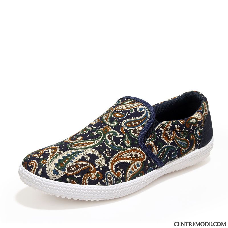 Mocassin Noir Homme En Vente, Mocassin Toile Homme Bleu Vert