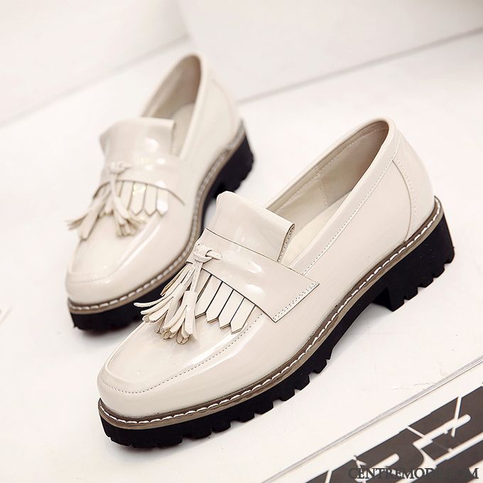 Mocassin Pointu Femme, Chaussure Femme Confortable Blanc Rubine
