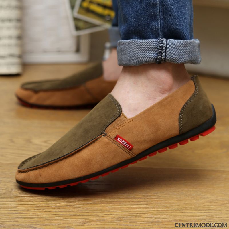 Mocassin Rouge Homme, Mocassin Homme Luxe Sandybrown Vert Pâle