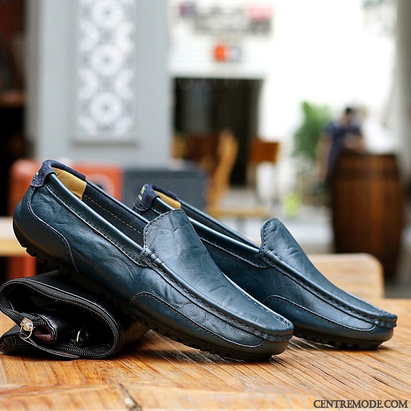 Mocassin Talon Compensé, Chaussure Homme Toile Or Bleu Aigue-marine