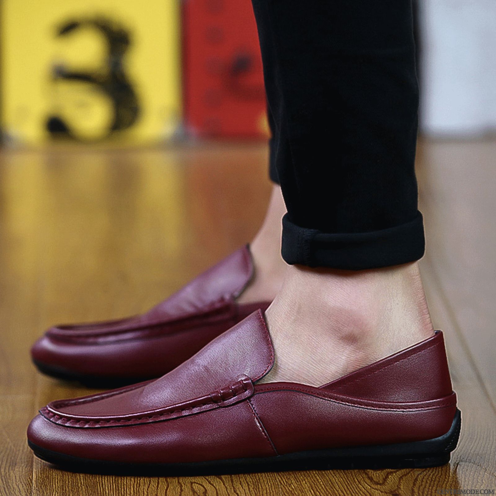Mocassin Vernis Homme Soldes, Mocassin A Lacet Homme Violette Antique Vin Rouge