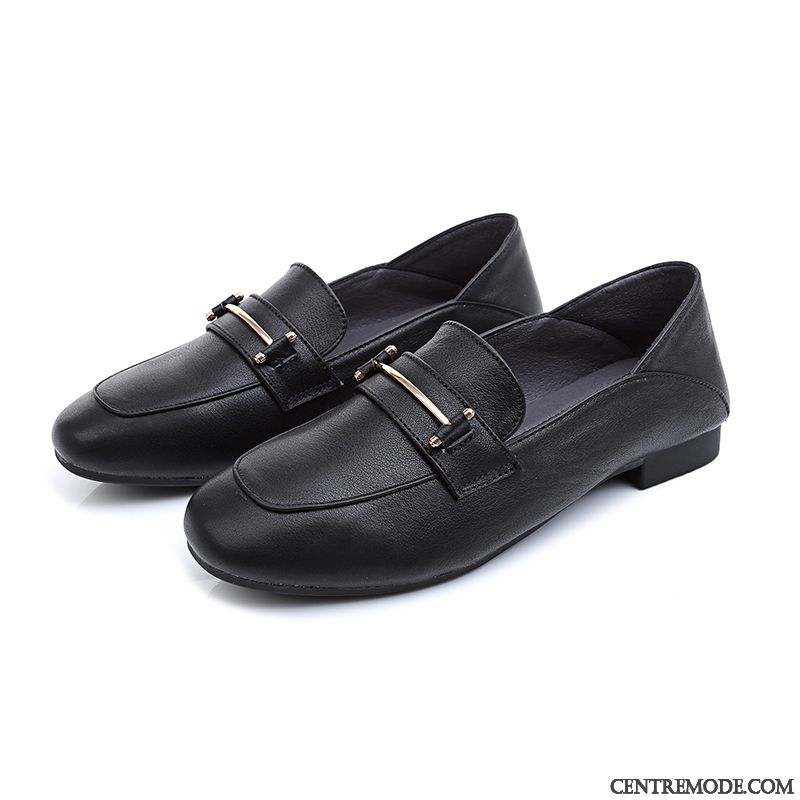 Mocassins Femme Cuir Véritable En Cuir Pur Derbies Grande Taille Été Blanc