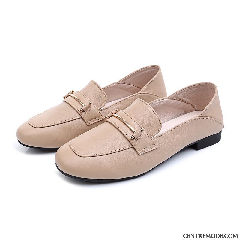Mocassins Femme Cuir Véritable En Cuir Pur Derbies Grande Taille Été Blanc