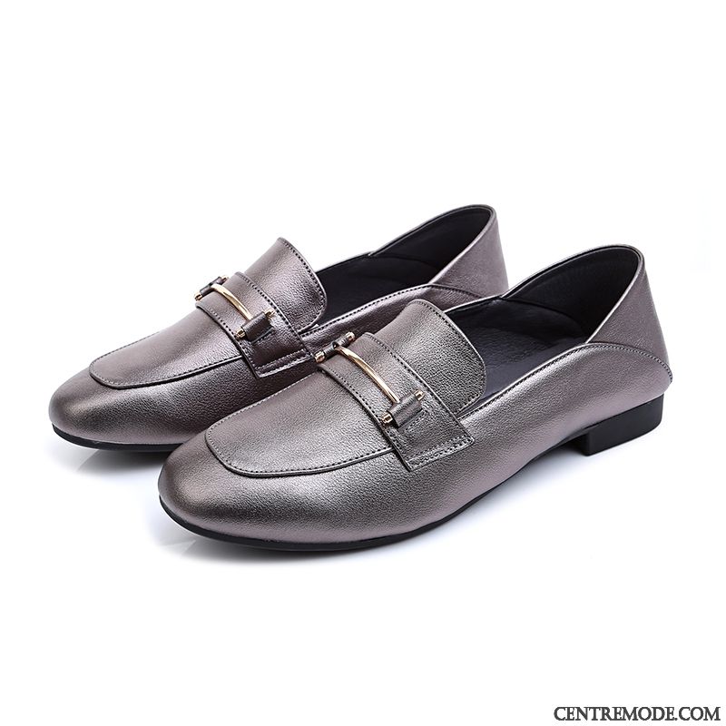 Mocassins Femme Cuir Véritable En Cuir Pur Derbies Grande Taille Été Blanc