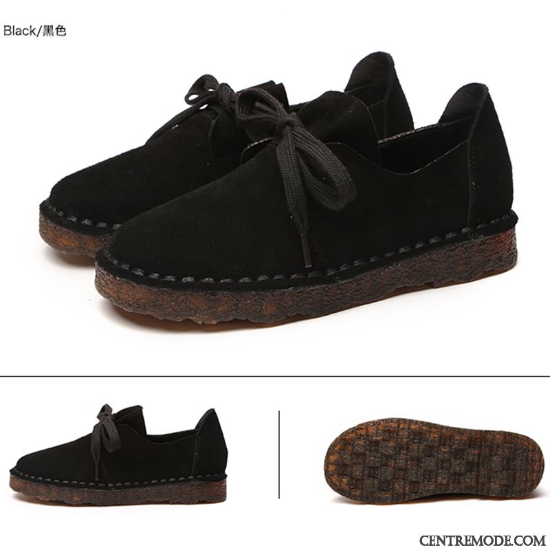Mocassins Femme Derbies Enceintes Décontractée Laçage Semelle Oxford Semelle Doux Noir
