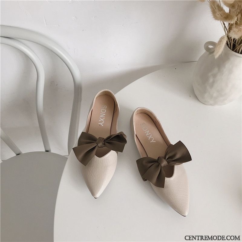 Mocassins Femme Décontractée Derbies Pointe Pointue Étudiant Mode Tempérament Jaune Clair
