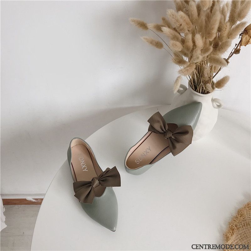Mocassins Femme Décontractée Derbies Pointe Pointue Étudiant Mode Tempérament Jaune Clair