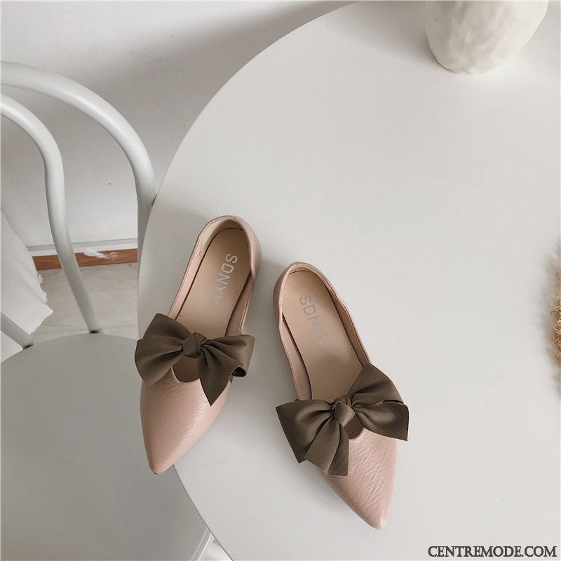 Mocassins Femme Décontractée Derbies Pointe Pointue Étudiant Mode Tempérament Jaune Clair