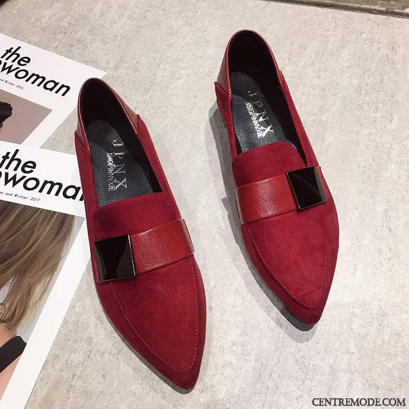 Mocassins Femme Décontractée Épais Tous Les Assortis Simple Mode Derbies Rouge