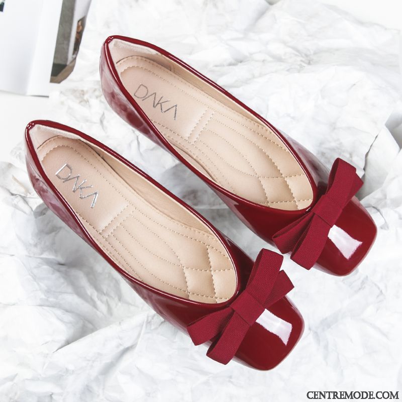 Mocassins Femme Enceintes Chaussures De Mariage Tous Les Assortis Arc Plates L'automne Noir Rouge Clair