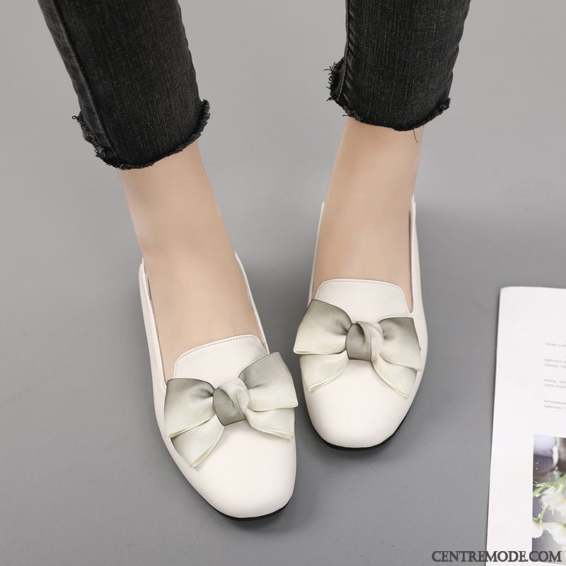 Mocassins Femme Enceintes Cuir Véritable Tous Les Assortis Semelle Oxford Confortable Flats Blanc