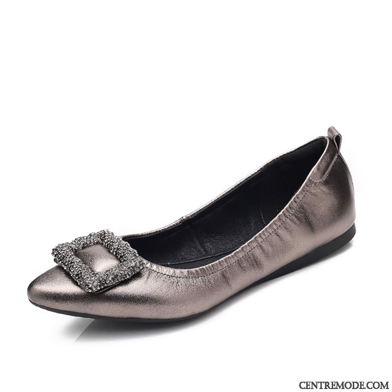 Mocassins Femme Enceintes Plates Pointe Pointue Printemps Imitation Strass Été Noir Clair