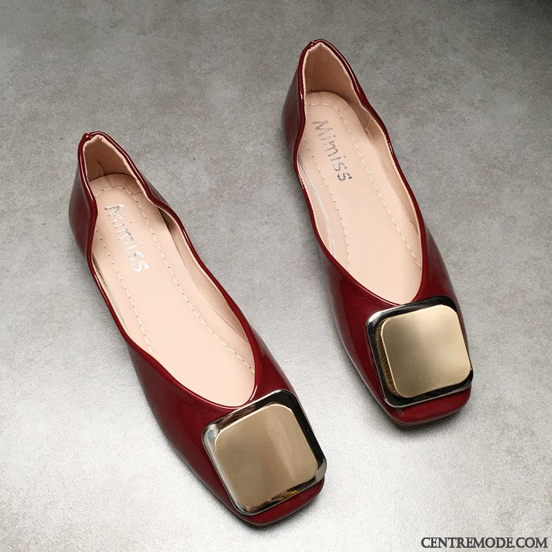 Mocassins Femme Printemps Rétro Semelle Doux Confortable Flats Plates Noir Clair