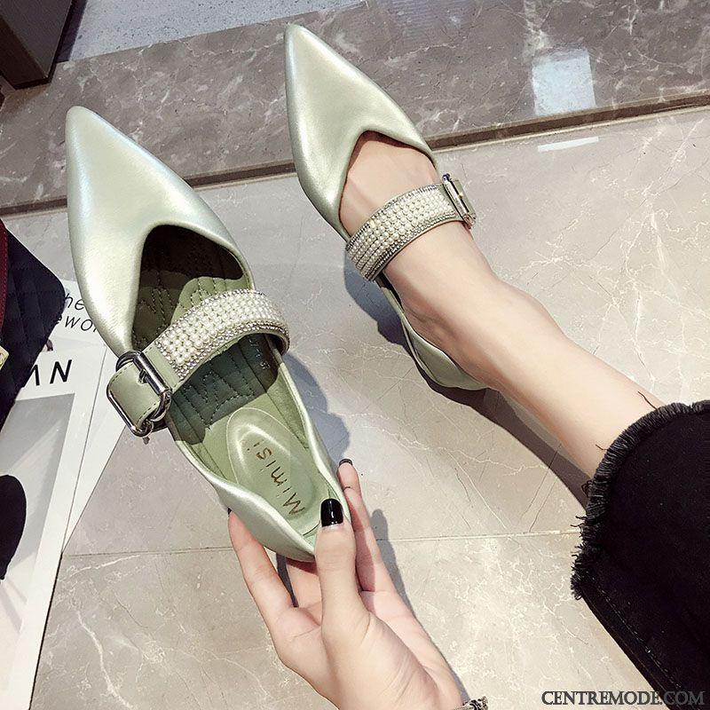 Mocassins Femme Semelle Doux Derbies L'automne Tous Les Assortis Plates Pointe Pointue Vert Clair