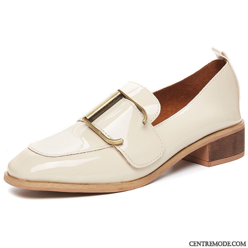 Mocassins Femme Tous Les Assortis Printemps Cuir Verni Derbies Angleterre Chaussures En Cuir Noir