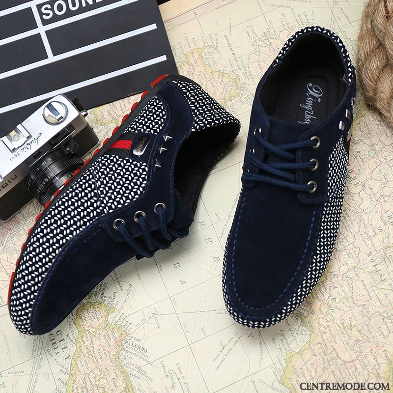 Mocassins Homme Angleterre Suède Tendance Été Printemps Laçage Bordeaux