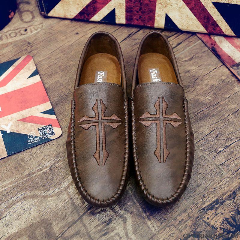 Mocassins Homme Chaussures De Conduite Plates Flâneurs Personnalité Décontractée Printemps Brun Clair