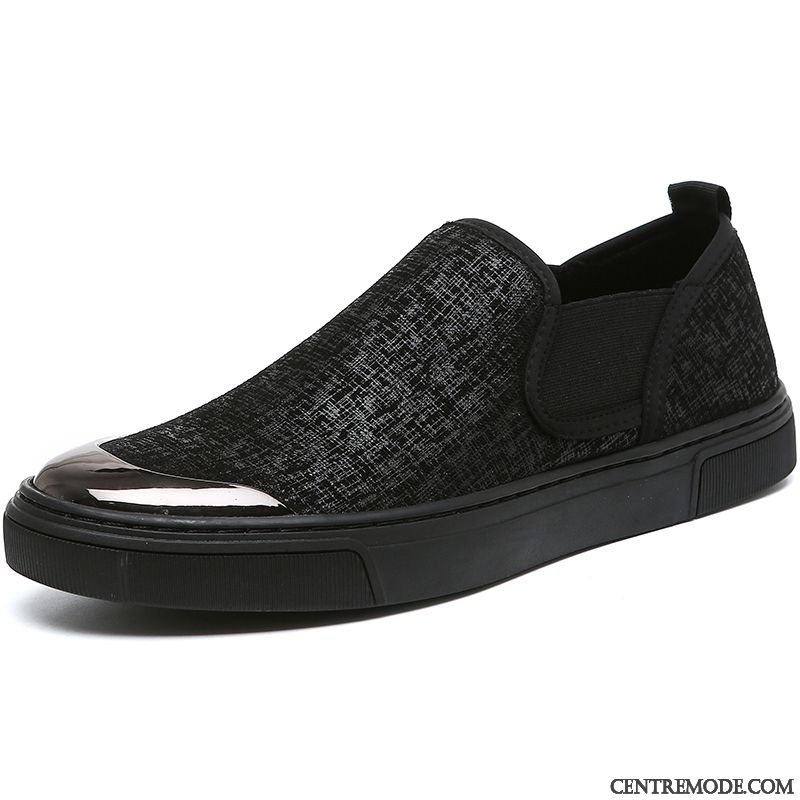 Mocassins Homme Chaussures De Skate Tendance Décontractée Slip-on Chaussures En Tissu L'automne Noir