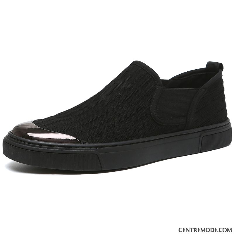 Mocassins Homme Chaussures De Skate Tendance Décontractée Slip-on Chaussures En Tissu L'automne Noir