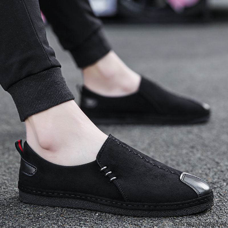 Mocassins Homme Chaussures En Cuir Angleterre Slip-on Tendance Tous Les Assortis Printemps Gris