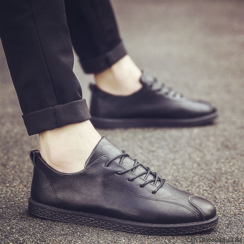 Mocassins Homme Chaussures En Cuir Angleterre Tendance Tous Les Assortis Printemps Blanc
