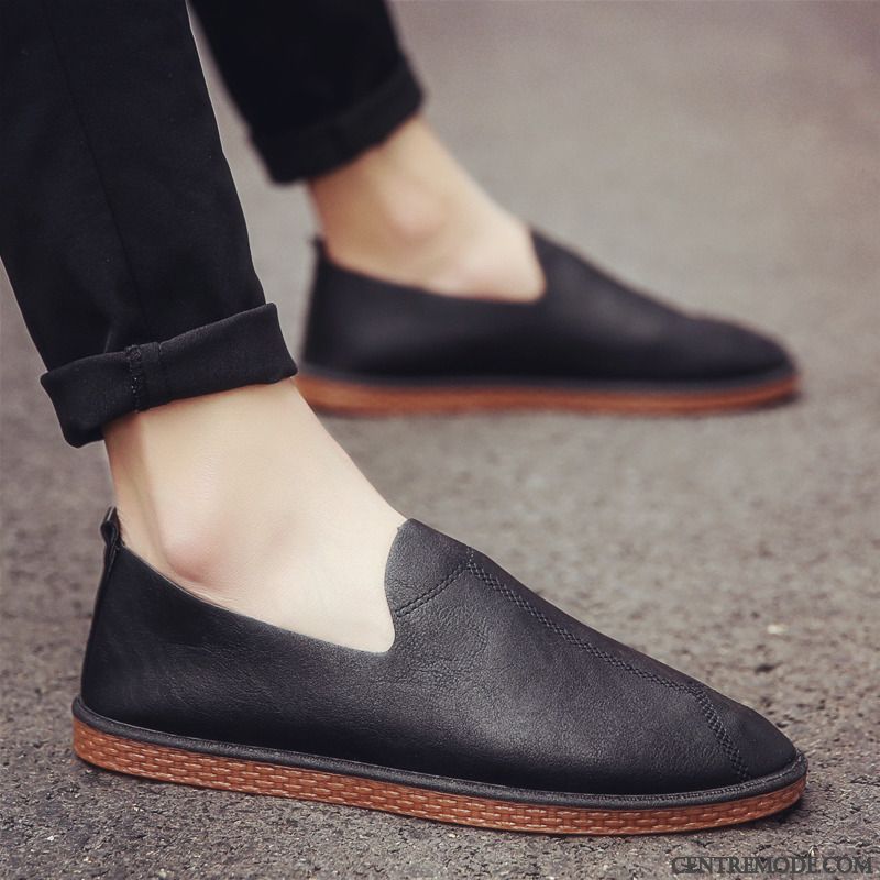Mocassins Homme Chaussures En Cuir Angleterre Tendance Tous Les Assortis Printemps Blanc