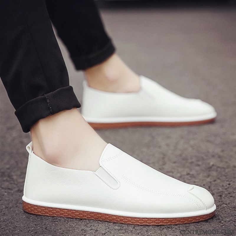 Mocassins Homme Chaussures En Cuir Angleterre Tendance Tous Les Assortis Printemps Blanc