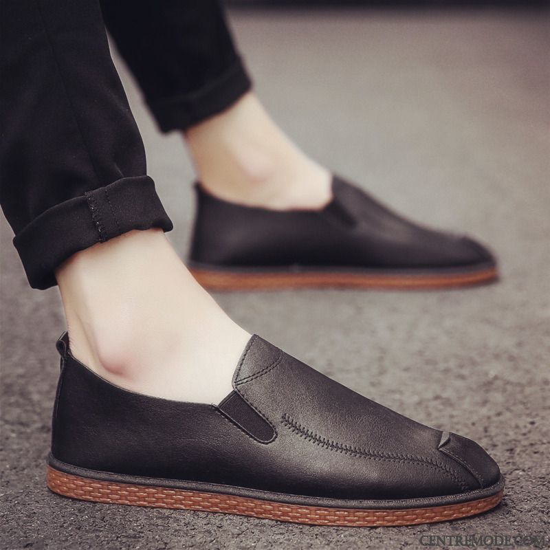 Mocassins Homme Chaussures En Cuir Angleterre Tendance Tous Les Assortis Printemps Blanc