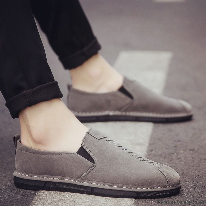 Mocassins Homme Chaussures En Cuir Angleterre Tendance Tous Les Assortis Printemps Blanc