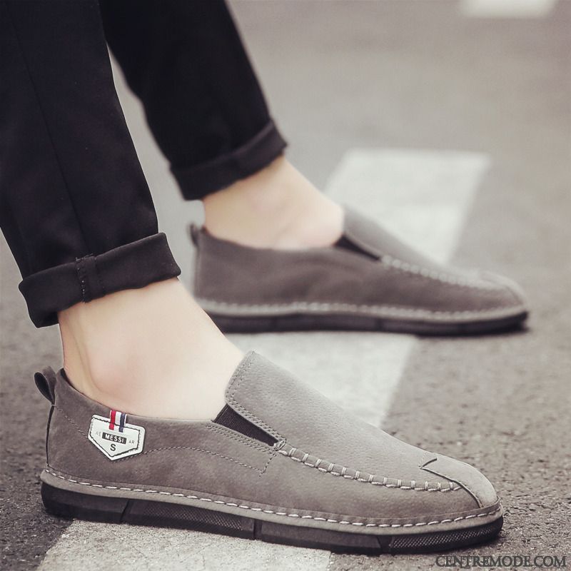 Mocassins Homme Chaussures En Cuir Angleterre Tendance Tous Les Assortis Printemps Blanc